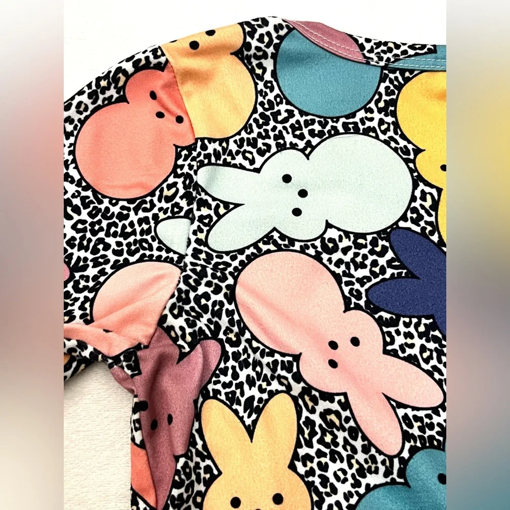 Bunny Peeps Colorful Print Kids Long Sleeve Cotton Blend Dress Size 4T - Picture 12 of 12